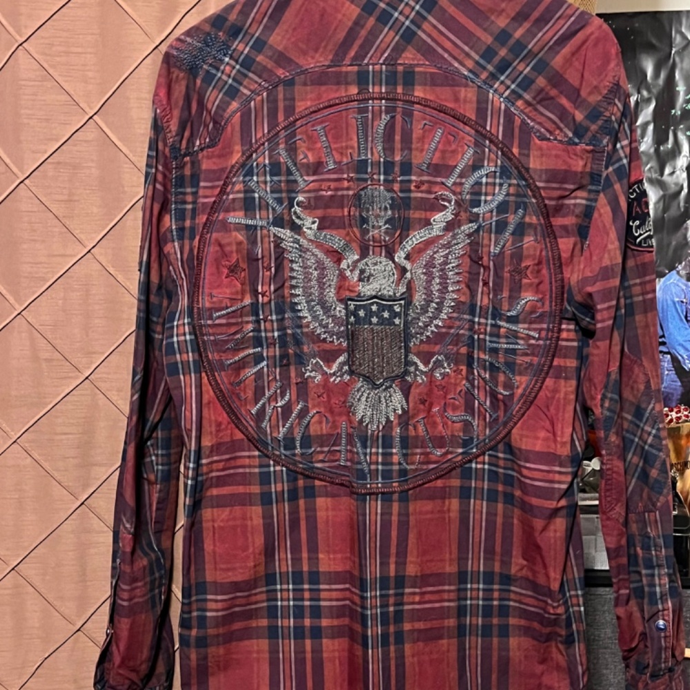 Rare Authentic Premium Affliction Button Down Emb… - image 2